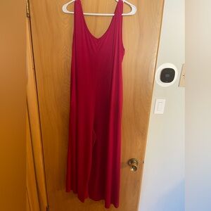 Lularoe cropped Wide Leg jumpsuit size larger in Magenta